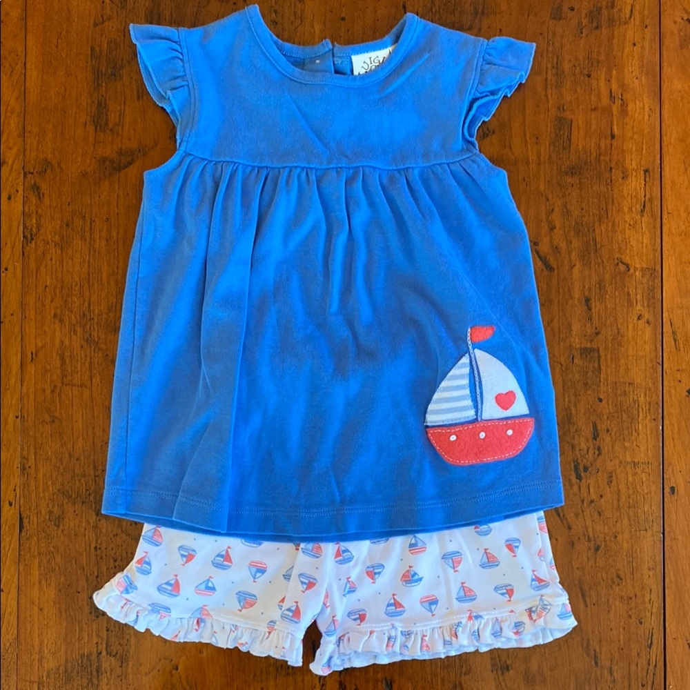 Worn once, Luigi kids matching sailboat set.
